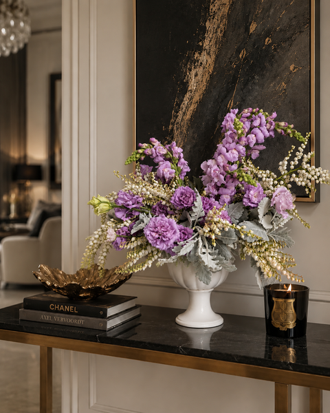 Amethyst Bloom purple or lilac flower arrangement, featuring snapdragons and Lisianthus