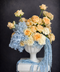 This sculptural bouquet features premium champagne roses in warm, buttery tones, delicately layered with voluminous blue hydrangea to create a cloud-like softness.