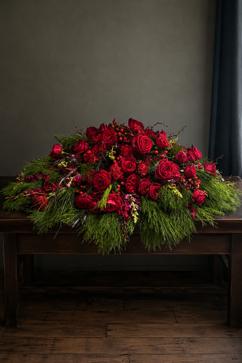 Red Roses casket spray