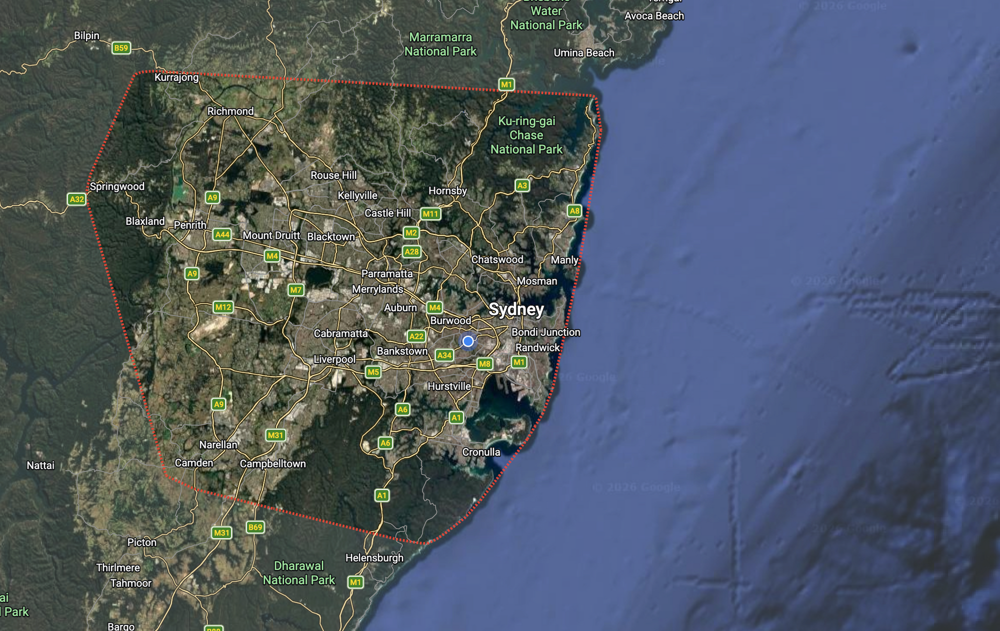 Sydney Delivery Map - Elysian and Bloom